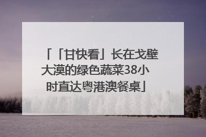 「甘快看」长在戈壁大漠的绿色蔬菜38小时直达粤港澳餐桌