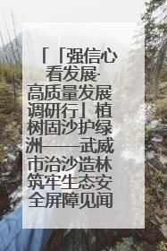 「强信心 看发展·高质量发展调研行」植树固沙护绿洲——武威市治沙造林筑牢生态安全屏障见闻