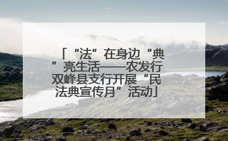“法”在身边“典”亮生活——农发行双峰县支行开展“民法典宣传月”活动