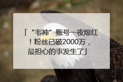 “韦神”账号一夜爆红！粉丝已破2000万，最担心的事发生了
