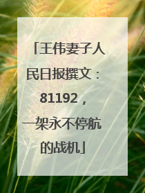 王伟妻子人民日报撰文：81192，一架永不停航的战机