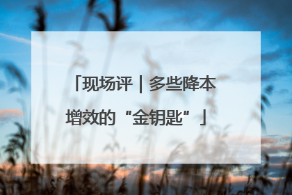 现场评｜多些降本增效的“金钥匙”