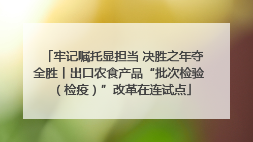牢记嘱托显担当 决胜之年夺全胜丨出口农食产品“批次检验（检疫）”改革在连试点