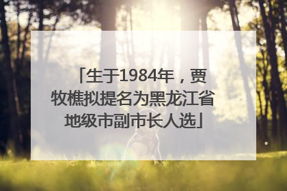 生于1984年，贾牧樵拟提名为黑龙江省地级市副市长人选