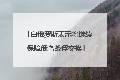 白俄罗斯表示将继续保障俄乌战俘交换