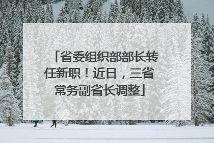 省委组织部部长转任新职！近日，三省常务副省长调整