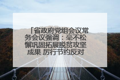 省政府党组会议常务会议强调：毫不松懈巩固拓展脱贫攻坚成果 厉行节约反对浪费弘扬优良作风