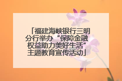 福建海峡银行三明分行举办“保障金融权益助力美好生活”主题教育宣传活动