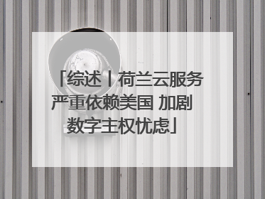 综述丨荷兰云服务严重依赖美国 加剧数字主权忧虑
