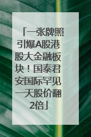 一张牌照引爆A股港股大金融板块！国泰君安国际罕见一天股价翻2倍