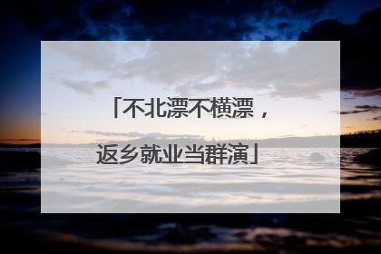 不北漂不横漂，返乡就业当群演