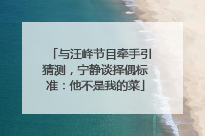 与汪峰节目牵手引猜测，宁静谈择偶标准：他不是我的菜