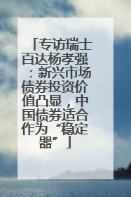 专访瑞士百达杨孝强：新兴市场债券投资价值凸显，中国债券适合作为“稳定器”