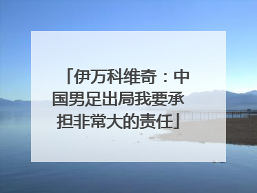 伊万科维奇：中国男足出局我要承担非常大的责任
