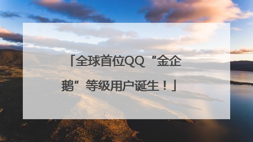 全球首位QQ“金企鹅”等级用户诞生！