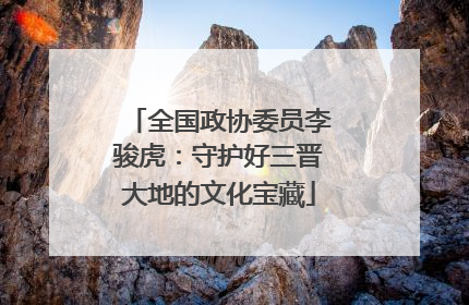全国政协委员李骏虎：守护好三晋大地的文化宝藏