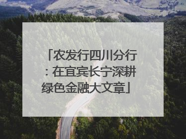 农发行四川分行：在宜宾长宁深耕绿色金融大文章