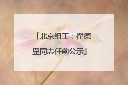 北京组工：翟德罡同志任前公示