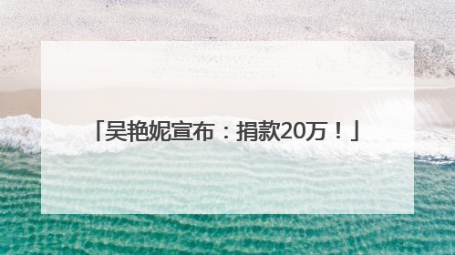 吴艳妮宣布：捐款20万！