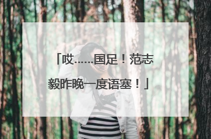哎……国足！范志毅昨晚一度语塞！