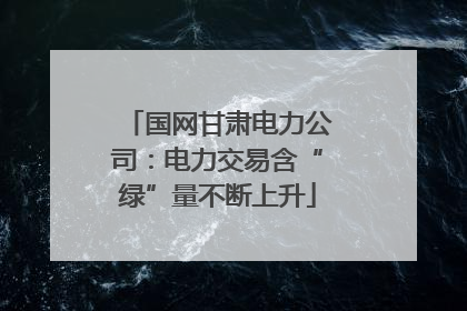 国网甘肃电力公司：电力交易含“绿”量不断上升