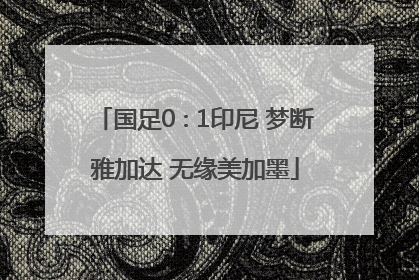 国足0∶1印尼 梦断雅加达 无缘美加墨