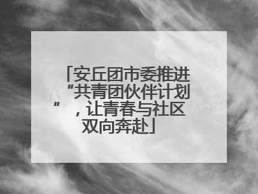 安丘团市委推进“共青团伙伴计划”，让青春与社区双向奔赴