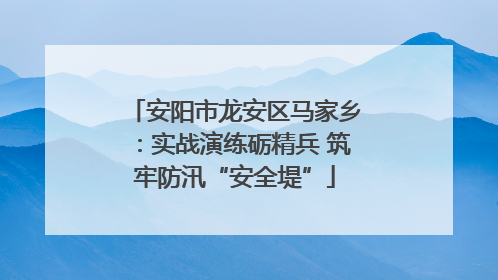 安阳市龙安区马家乡：实战演练砺精兵 筑牢防汛“安全堤”