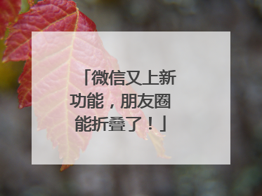 微信又上新功能，朋友圈能折叠了！