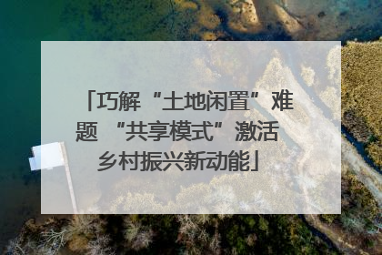巧解“土地闲置”难题 “共享模式”激活乡村振兴新动能