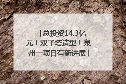 总投资14.3亿元！双子塔造型！泉州一项目有新进展