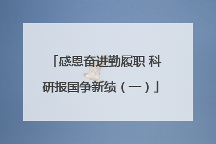 感恩奋进勤履职 科研报国争新绩（一）