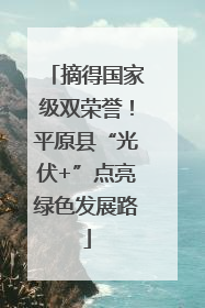 摘得国家级双荣誉！平原县“光伏+”点亮绿色发展路