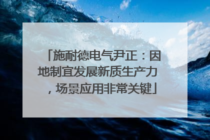 施耐德电气尹正：因地制宜发展新质生产力，场景应用非常关键
