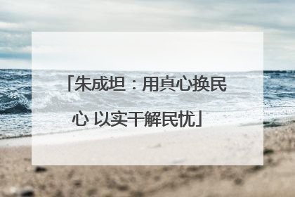 朱成坦：用真心换民心 以实干解民忧