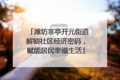 潍坊寒亭开元街道解锁社区经济密码，赋能居民幸福生活