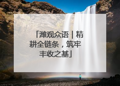 潍观众语｜精耕全链条，筑牢丰收之基
