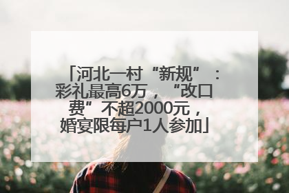 河北一村“新规”：彩礼最高6万，“改口费”不超2000元，婚宴限每户1人参加