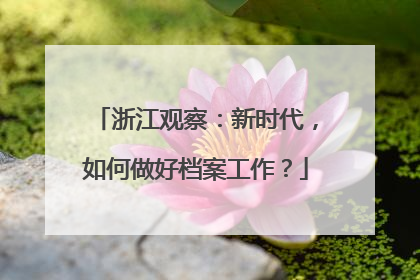 浙江观察：新时代，如何做好档案工作？