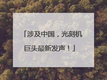涉及中国，光刻机巨头最新发声！