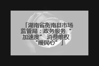 湖南省衡南县市场监管局：政务服务“加速度” 消费维权“暖民心”