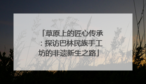 草原上的匠心传承：探访巴林民族手工坊的非遗新生之路