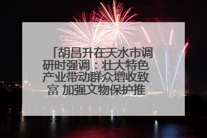 胡昌升在天水市调研时强调：壮大特色产业带动群众增收致富 加强文物保护推动文化创新发展