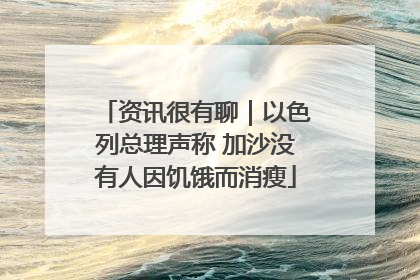资讯很有聊｜以色列总理声称 加沙没有人因饥饿而消瘦