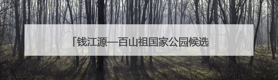 钱江源—百山祖国家公园候选区：“这是一个动植物乐园”