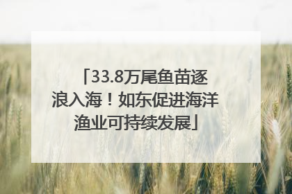 33.8万尾鱼苗逐浪入海！如东促进海洋渔业可持续发展