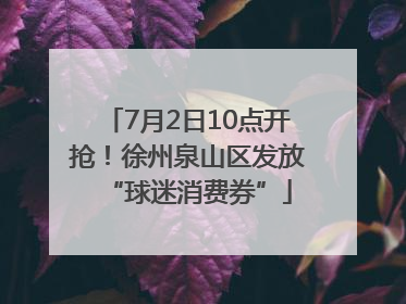 7月2日10点开抢！徐州泉山区发放“球迷消费券”